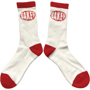 Baker Oval Crew Socks White/red