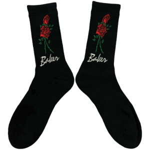 Baker Roses Crew Socks Black