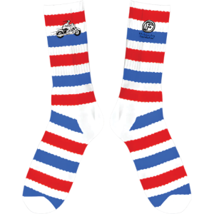 Found Moto Crew Socks Red/wht/blu 1pr
