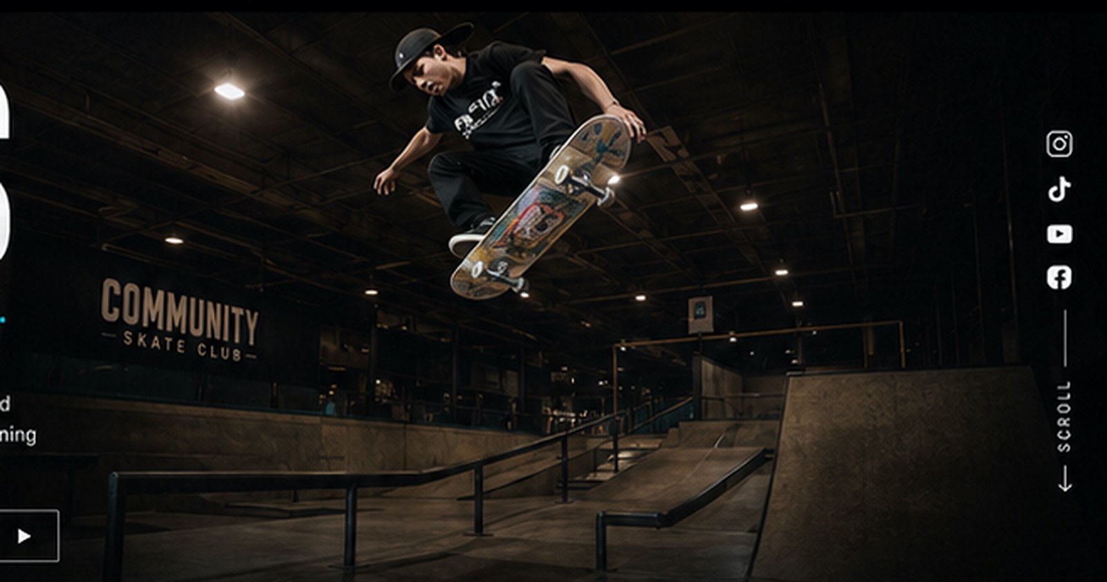Skater performing a trick at a Community Skate Club event